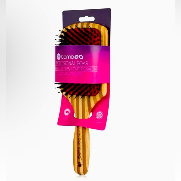 NWT Bamboo XL Detangling Paddle Brush with Boar Bristles - Pink MSRP $35 - Picture 1 of 2